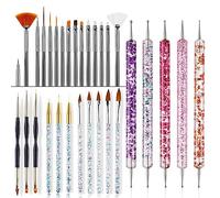 Pesfehhy 1 Set Crystal Handle Acrylic UV Gel Nail Brushes Carving Glitter Pen Manicure DIY Nail Art Tool