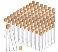 Pesfehhy 100PCS Test Tubes Glass Test Tubes Round Bottom Lab Test Alcohol Tampons Tubes Container(15X100mm/13Ml)