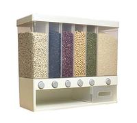 Pesfehhy 10KG Wall Mounted Divided Rice and Cereal Dispenser 6 Moisture Proof Plastic Automatic Racks Sealed Food Storage Box