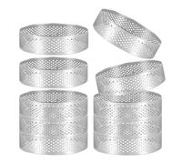 Pesfehhy 10Pcs Round Dessert Stainless Steel Perforated Fruit Pie Quiche Cake Mousse Mold Kitchen Baking Mold 6cm