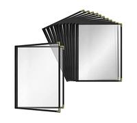 Pesfehhy 12 Pack A4 Menu Protective Case Double Edge Crystal Clear Vinyl (Black, 2 Pages/4 Views - 8.5 Inch X 11 Inch)