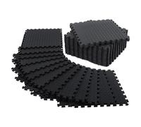 Pesfehhy 12 Pack Floor Exercise Mat for Home Gym or Floor Padding for Yoga, Weights Gym Equipment Easy Install Black