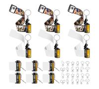 Pesfehhy 12 PCS Sublimation Camera Film Roll Keychains with Replacement Keyrings Photo Keychains for Birthday DIY Crafts Easy Install Easy to Use