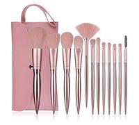 Pesfehhy 12Pcs Rose Gold Makeup Brushes Small Bean Paste Electroplated Makeup Brush Plastic Handle Beauty Makeup Tool Kit