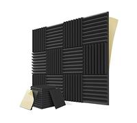 Pesfehhy 12PCS Self-Adhesive Acoustic Panels,1X12X12Inch Sound Proof Foam Panels,For Musical Studio,Game Room,Bedroom(Black)