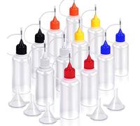 Pesfehhy 12PCS Tip Applicator Bottles, 6 Colors 30ml Needle Tip Squeeze Glue Bottles with 5 Mini Funnels, Easy to Use