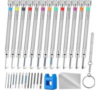 Pesfehhy 13 Pieces Watch Screwdriver Set with 13 Pieces 0.2-2.0mm Extra Replacement Blades for Eyeglasses Sunglasses Gadgets