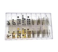 Pesfehhy 170Pcs/Box Watch Crown Parts Replacement Assorted Dome Flat Head Watch Accessories Repair Tool Kit Accessories Tool Kits