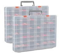 Pesfehhy 2 Pack Large 48 Grids Clear Plastic Organizer Boxes with Adjustable Dividers, Jewlery Storages Bead Organizers
