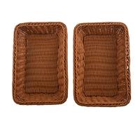 Pesfehhy 2 Pcs Rectangular Basket for Table or Counter Display for Bread,Fruits and Vegetables Wicker Baskets for Markets,Bakery