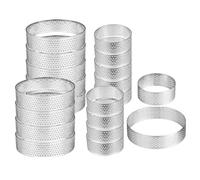 Pesfehhy 20 Pack Perforated Tart Rings Baking Rings Round Mousse Cake Ring Stainless Steel, Baking Dessert Ring