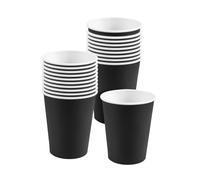 Pesfehhy 20 Paper Cups (9oz) - Plain Solid Colours Birthday Catering(black)
