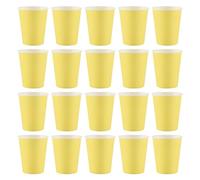 Pesfehhy 20 Paper Cups (9oz) - Plain Solid Colours Birthday Catering(yellow)