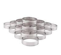 Pesfehhy 20Pcs Circular Tart Rings with Holes Fruit Pie Quiches Cake Mousse Kitchen Baking Mould Perforated Cake Mousse Ring 8cm