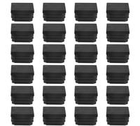 Pesfehhy 24 Pcs 30mm x 30mm Plastic Ribbed Square End Caps Tube Insert Black