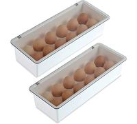 Pesfehhy 2PCS 12 Grid Plastic Egg Storage Container Refrigerator Organizer Bins with Lids