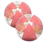 Pesfehhy 2Pcs 16Inch Inflatable Beach Balls Gold Confetti Pool Balls for Swimming Pool for Adults Summer Birthday Party Rose Gold