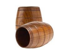 Pesfehhy 2PCS Classical Wooden Tea Cups Shaped Beer Mug Handmade Tea Cups for Coffee, Hot Drinks, Milk, Wine, 210Ml