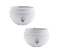 Pesfehhy 2Pcs Plastic Hanging Planter Self Watering Basket with Hooks, Hanging Flower Pot with Detachable Base White