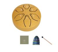 Pesfehhy 3 Inch 6 Tone Outdoor Steel Tongue Drum Rain Drum Instrument Mini Hand Drum Ethereal Drumstick Gold