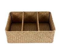 Pesfehhy 3-Section Wicker Baskets for Shelves, Hand-Woven Seagrass Storage Baskets Toilet Paper Basket Large