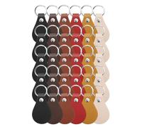 Pesfehhy 30 PCS Leather Keychain PU Leather Key Fobs with Rivets and Keychain Ring Sublimation Keychain Blanks