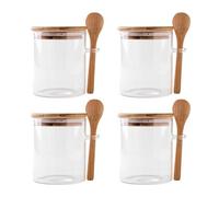 Pesfehhy 4 Pack Overnight Oats Glass Containers with Lids and Spoons, Glass Jars with Spoons and Lids for Loose Tea