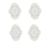 Pesfehhy 4 Pack Retro Lace Placemats, French Crochet Doilies, Handmade Embroidered Table Mats, 12x16-In Beige Place Mats Cup Mat