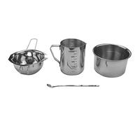 Pesfehhy 4 Set Stainless Steel Double Boiler Long Handle Wax Melting Pot, Pitcher & Mixing Spoon Candle Soap Making, DIY Scented Candle Hand Craft Tools