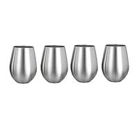 Pesfehhy 4PCS Stainless Steel Stemless Wine Glasses Kitchen Bar Unbreakable Metal Drink Cups for Indoor & Outdoor Picnics Camping