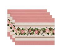 Pesfehhy 4PCS Xmas Trees Snow Pink Christmas Placemats Winter Table Mats for Kitchen Dining Decoration I