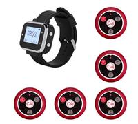 Pesfehhy 5 Call Button 1 Wrist Watch Pager Restaurant Wireless Calling System Transmitter Paging Cafe Waiter Service Buzzer A