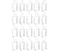 Pesfehhy 50PCS Clear PVC Gift Bags with Handles Reusable Plastic Wrap Tote Bags Transparent Shopping Bag for Christmas Party