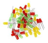 Pesfehhy 60 Pcs 5mm Dia Round Assorted Colors LED Light Emitting Diodes Lamp DC 3V