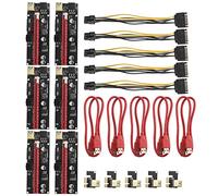 Pesfehhy 6Pcs VER009 USB 3.0 PCI-E Riser VER 009S Express 1X to 16X Extender Riser Adapter Card SATA 15Pin to 6 Pin Power Cable