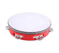 Pesfehhy 8inch Musical Tambourine Tamborine Drum Round Percussion Gift for KTV Party Red