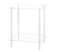 Pesfehhy Acrylic Coffee Table Square Side Table Accent Table Sofa Bedside Table Clear Double Tier Snack Tea Side Table for Room