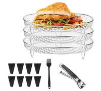 Pesfehhy Air Fryer Rack Round 3 Layer Stackable Dehydrator Racks Stainless Steel Air Fryer Accessories Air Fryer Basket Tray
