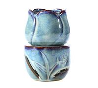 Pesfehhy Aromatherapy Furnace Candle Lamp Decoration Bedroom Essential Oil Incense Burner Tulip Ceramic Candle