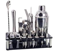 Pesfehhy Bartender Kit 23-Piece Cocktail Shaker Set of Stainless Steel Ice Grain Acrylic Stand for Mixed Drinks Bar Tools
