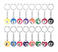 Pesfehhy Colorful Billiard Ball Keychain Set 16 Pcs, Key Chain Balls Eightball Billar Billiards Chains Accessories