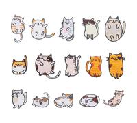Pesfehhy Embroidered Iron on Patches, 15PCS Vivid Cute Cat Embroidery Patches for Jeans Jackets Sewing Applique DIY Accessory