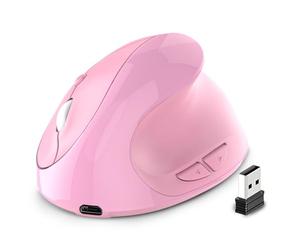 Pesfehhy Ergonomic Vertical Mouse Rechargeable Wireless USB 2.4G for Computer Laptop Gaming Mouse Pink