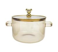 Pesfehhy Glass Saucepan Clear Cooking Pot Soup Pot Heating Dual Handles Glass Saucepan with Cover Easy to Use Gold