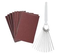 Pesfehhy Guitar Bridge Saddle Nut Files Set - 13 Size Needle Files with Circular Section and 9 Pcs Sand Paper Silver