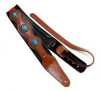 Pesfehhy Guitar Strap Ethnic Style Leather Adjustable Acoustic Electric Strap Guitar Belt Guitar Parts Accessories Brown
