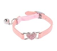 Pesfehhy Heart charm and collar safety elastic adjustable with soft velvet material collar pet product small S pink