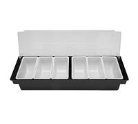 Pesfehhy Ice Cooled Condiment Serving Container Chilled Garnish Tray Bar for Home Work or Restaurant Six Grid Seasoning Box