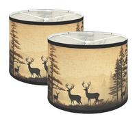 Pesfehhy Lamp Shades Set of 2,Fabric Lampshades with Deers for Table Lamps,Floor Lamps,Replacement Lampshades