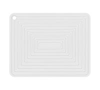 Pesfehhy Large Silicone Pot Holder Square Thick Heat Insulation Pad Non-Slip Corrugated Kitchen Table Mat(White)